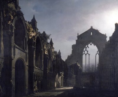 Le rovine della Cappella di Holyrood da Louis Jacques Mande Daguerre